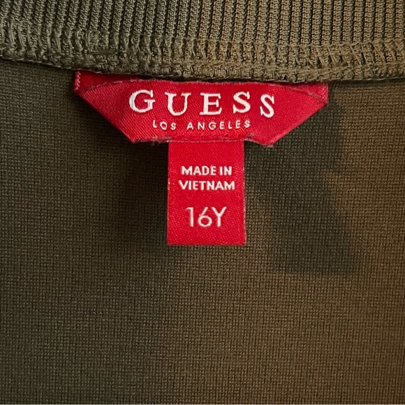 Guess olive green zip up performance jacket, size Youth 16 - Picture 3 of 5